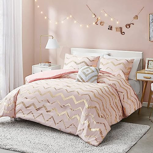 Sedefen Bettwäsche Set 135x200cm Kinder Mädchen Jungen Rosa Gelb Geometrisch Wellen Gestreift Streifen Wendebettwäsche,1 Bettbezug und 1 Kissenbezug 80x80cm mit Reißverschluss