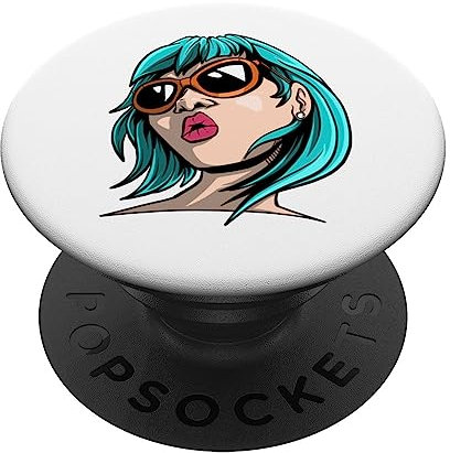 Comic Girl mit Kussmund PopSockets mit austauschbarem PopGrip