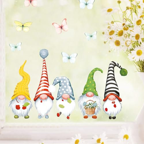 Wandtattoo Loft Fensterbild Frühling Ostern 5 Zwerge Schmetterlinge Fensterdeko Kinderzimmer Kind Frühlingsdeko Osterdeko, A4 Bogen
