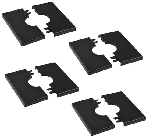 UFURMATE Pipe Wall Covers, 4Pcs ABS Plastics Square Escutcheon Plates Self-Adhesive Pipe Plate Covers Decorative Shower Pipe Covers for 28mm Diameter Pipe Tube Decoration (Black)