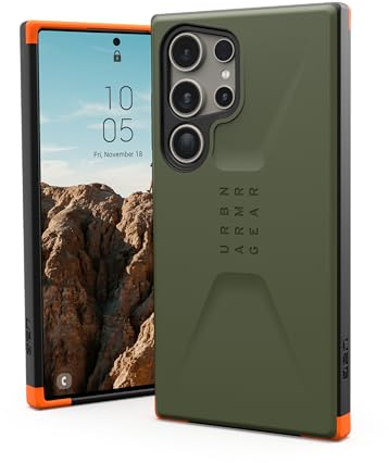 URBAN ARMOR GEAR UAG Designed for Samsung Galaxy S24 Ultra Case 6.8 Civilian Olive Drab, Rugged Military Drop-Proof Impact Resistant Non-Slip Protective Cover