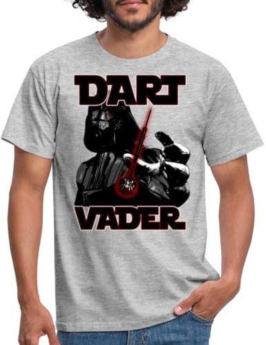Spreadshirt Dart Vader Dartscheibe Dartspieler Geschenk Männer T-Shirt, L, Grau meliert