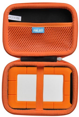 Anleo Hard Travel Case for LaCie Rugged Mini 2TB/ 1TB/ 3TB/ 4TB/ 5TB External Hard Drive Portable (Black+Inner Orange)