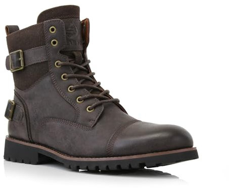 Polar Fox Patrick MPX808583 - Stivali da motociclista da uomo, con 7 occhielli, chiusura a cerniera, Moka scuro, 47 EU