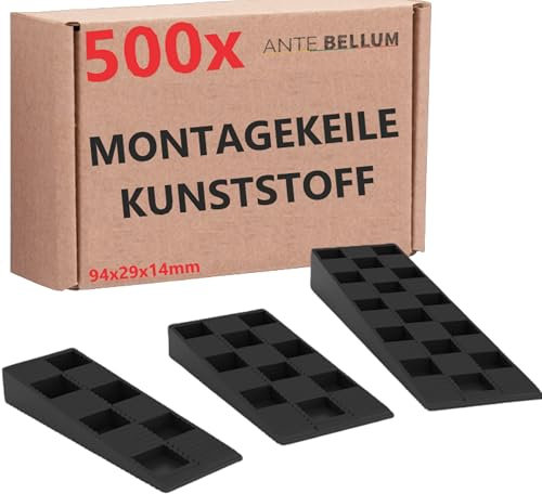 Ante bellum Cales d'Espacement en Plastique – Cales de Montage pour Sols, Fenêtres et Portes, Alignement et Montage, Adaptées aux Travaux de Bricolage et Montage de Meubles (Lot de 500)