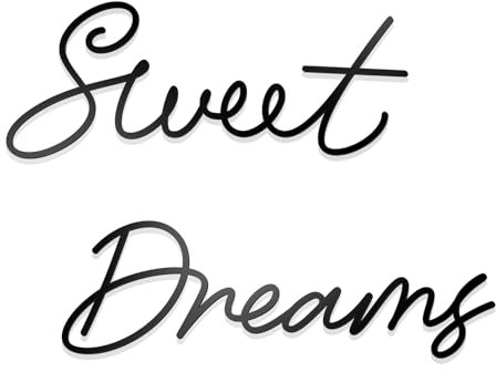 Zzbakress Sweet Dreams Wanddekoration, Metall-Wandkunst, groß, modern, Wohnzimmer, Bauernhaus-Schild für Schlafzimmer, schwarze Metall-Wandkunst für Büro und Zuhause, Wanddekoration (schwarz
