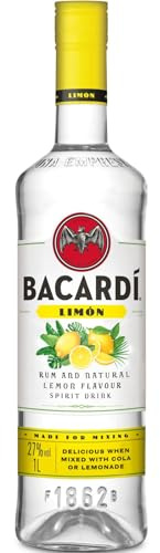 BACARDÍ Limón, 27% Vol., 100 cl / 1 L, weißer Rum mit Zitrone, Limette und Grapefruit, frischer Zitrusgeschmack