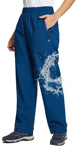 baleaf Regenhose Damen Wasserdicht 10000mm H2O Atmungsaktiv Überziehhose Leichte Wanderhose Trekkinghose Winddicht Fahrrad Outdoor Trekking Marineblau XL