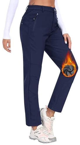 MoFiz Pantaloni Sci Donna Pantaloni Termici Trekking Impermeabili Pantaloni Invernali Blu-B XL