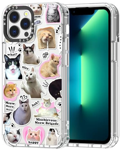 MOSNOVO Case for iPhone 13 Pro Max, [Buffertech 6.6ft Military-Grade Drop Protection] [Anti Peel Off Tech] Clear TPU Bumper Phone Case Cover Design - The Cat Brigade