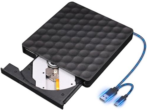 External CD DVD Drive Portable Type-C USB 3.0 CD/DVD +/-RW ROM Burner Rewriter External DVD Writer CD Player External Disk Drive for Laptop Desktop PC MacBook Windows 11/10/8/7/XP/Linux/Vista/MacOS