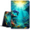 DIGTIALLL Case for Amazon Kindle Fire HD 8 Tablet (8th / 7th / 6th Generation - 2018, 2017 and 2016 Release) PU Leather Smart Protective Cover with Auto Sleep/Wake,Dolphins Fish and Turtle