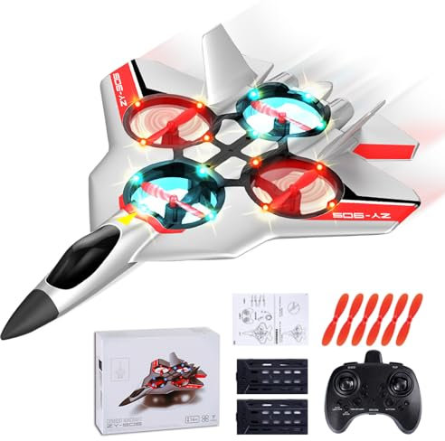 BARVERE Avion Télécommandé, 2,4 GHz Avions Radiocommandés avec 2 Batteries pour Double Portée, Planeur Volant Jouet avec Gyroscopique à 6 Axes pour Enfants Adult Anniversaire Noël Fête Cadeaux