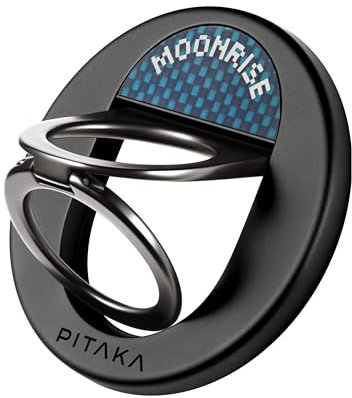 pitaka Handy Ring Halterung Magnetischer Griff Ring Halter mit Doppelring Einstellbar Fingerhalter Handy Ständer aus Aramidfaser für iPhone 16/15/14/13 Mondaufgang