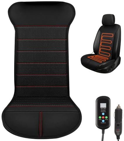 Funda De Asiento De Coche con Calefacción Ajuste Gratuito Fundas De Asiento con Calefacción para Coches Cojín De Asiento con Calentador De Asiento De Coche De Calentamiento Rápido Universal 30s,Black