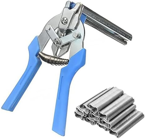 Wurstclipper Zange, 1 Satz Zaunzange Hog, Ringzange Hog, Drahtbefestigungszange, 600 Stück M Clips, für Matratzen Auto Kissen Sofas Zäune Pet Käfige