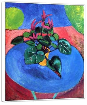 MUHJDYC Fiore Quadro su Tela-Famose Stampe su Tela Riproduzione-Quadri con Cornice Bianca Soggiorno Pronto da Appendere(ciclamino viola) 50x60cm-19x23in