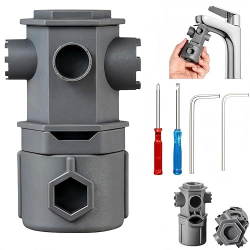 SQLJYU Kit d'Outils 16-en-1 Cle pour Robinet Evier - Clé Universelle pour Filtre, Perlator, Cle a Bonde, Détartrage et Plus
