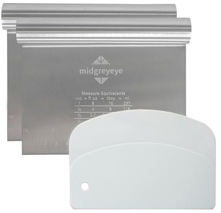 Midgreyeye 3pcs corne patisserie, grattoir à pâte en acier inoxydable avec échelle de mesure, plastique coupe pate, spatule à pâte - spatule de cuisine(15 * 12,5+13.5 * 9,1cm)
