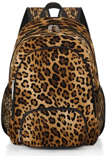 Mexpekil Zaino per la scuola per bambini con stampa leopardata retrò per ragazzi ragazze bambini zaini per laptop borsa libro zaino casual zaino per donne uomini