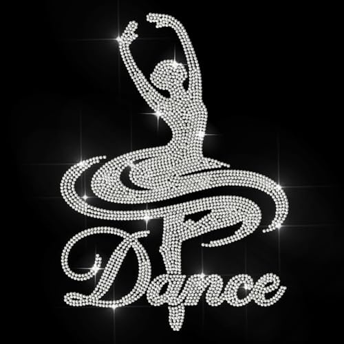 MAYJOYDIY Dancer Dance Text Rhinestone Iron on Transfer Bling DIY Patch Clothing Repair Applique T-Shirt Vest Shoes Hat Jacket Decor Clothing DIY Accessories