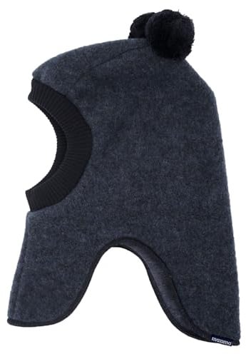 maximo GOTS MINI-Schlupfmütze Wollfleece, Pompons, Jerseyfutter