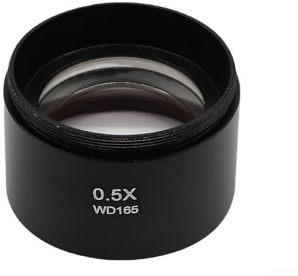 Eawfgtuw 48 mm Hilfsobjektiv für Stereo-Zoom-Mikroskop, Trinokular/Fernglas, 0,5 x 0,7 x 1,0 x 2,0 x, Glas, ABS, schwarz, WD-Anpassung, passend für 48 mm Halterung, Einzelstück (0,5 x)