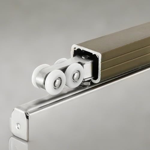 Kit de porte coulissante robuste avec rail et 12 roues, quincaillerie de porte pliante pour intérieur/extérieur, finition champagne personnalisable, 75 cm – Parfait pour les portes secrètes