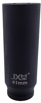 JXHONG 1/2-Inch Drive Metric Extra Deep Impact Socket, Heavy-Duty,6-Point, 6.3-Inch Long, Heat-Treated Cr-V Steel (41mm)