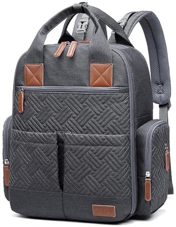 LUYYBDBG Wickeltasche Mama-wickeltaschen-Rucksack, Große Kapazität, Reise-wickeltaschen, Multifunktionale Umstandstaschen Mit Wickelunterlage-grau