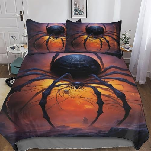 AASWSWW Spinne 3D Bettwäsche-Set, Bettbezug, Schlafzimmer Bettbezüge Für Mädchen Jungen, Mit Kissenbezügen Mikrofaser Deckenbezug Single(135x200cm)