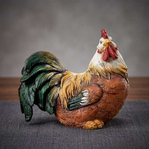 Smadeer Hahn Deko Figur 11,9cm Hühnerfigur Landhaus Stil Kunstharz Küche | Hahn Figur Deko, Kleine Hühnerfigur Kunstharz,Landhaus Küche Wohnzimmer Fensterbank Tisch Regal Dekoration Geschenk Tierfigur