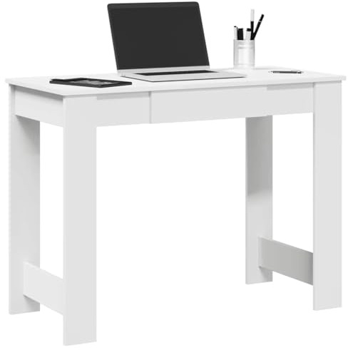 Mhdvray Schreibtisch Weiß 100x45x75 cm Holzwerkstoff Modernes Design mit geräumiger Arbeitsfläche & viel Stauraum für Home Office Gaming Arbeitszimmer Wohnzimmer