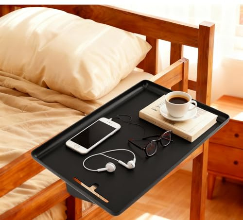 Bedside Shelf for Bunk Bed & Top Bunk,Clip On Nightstand,Bed Side Table Tray Organizer,College Dorm Room Essentialsfor Girl Boy,Bedside Storage with Cable Management,Space-Saving