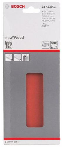 Bosch Professional Schleifblatt für Schwingschleifer Holz und Farbe Best for Wood and Paint (10 Stück, Körnung 400, C470) 2608605231