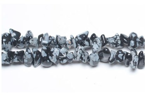 Grade A Natural Snowflake Obsidian Gemstone Beads - Black & Grey, 5-8mm Smooth Chips - Long Strand of 200+ - Authentic Brazilian Stones for Jewellery Making, 1mm Hole