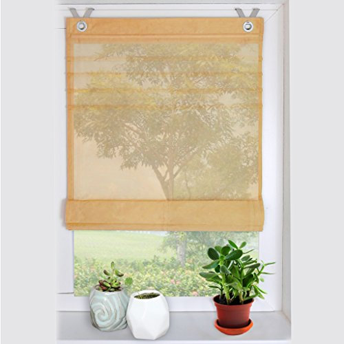 HongYa Raffrollo Voile Transparent Ösenrollo Gardine B*H 45 * 140cm Orange