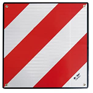 Placa de Señalización para Vehículos - Obligatoria para Señalizar Cargas que Sobresalgan - Diseño Llamativo Rojo y Blanco - Situar en un Lugar Visible - Colocación Sencilla - Dicoal