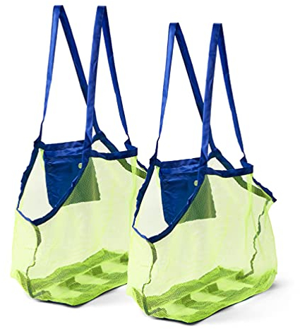 Bramble - 2 Große Netztaschen für Sand & Strandspielzeug, Badespielzeug, Handtücher, usw (XL 45cm) – Leicht, Kompakt, Robust & Praktisch
