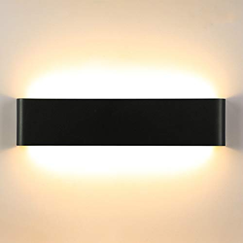 Lightess 18W Wandleuchte Innen Schwarz Wandlampe 40CM Treppenhaus Beleuchtung LED Modern Flurlampe Wandlichter mit Up Down Licht IP44 aus reinem Aluminium für Wohnzimmer Schlafzimmer Flur, Warmweiss