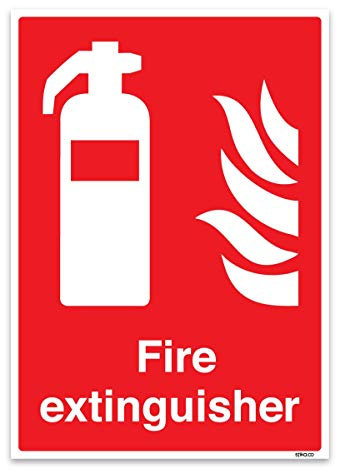 stika.co Fire Extinguisher Safety Sign | 1mm Rigid Plastic with Adhesive Strip | Fire Action Sign | A5-210 x 148mm | High-Visibility & Compliant