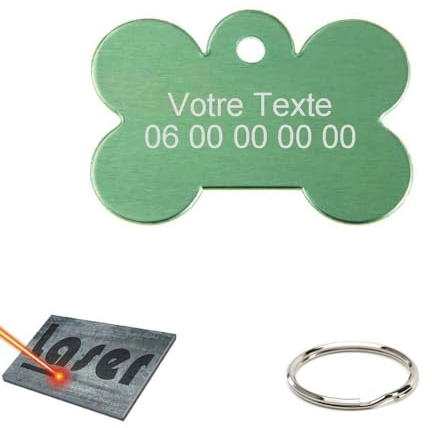 Mygoodprice Medaille für Hunde, Katzen und Tiere, graviert, Grün, 21 x 31 mm