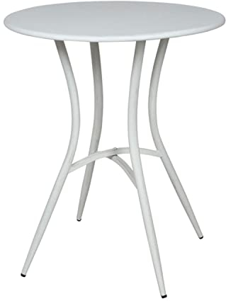 BURI Metalltisch Scandi weiß antik rund 59x72cm Balkontisch Gartentisch Terrasse