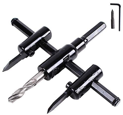 Einstellbare Kreis Lochschneider Saw Kit,Standard-Kreisschneider für Holzlochsäge, Kreissäge, Holzarbeiten, Drehloch, Heimwerker-Werkzeuge(30-120mm)
