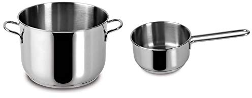 Lagostina 010715020418 Every Pentola, Acciaio Inox, Diametro 18 cm, 3 Litri, Altezza 14, 5 cm & Casseruola Fond 1 Manico Every Acciaio Inox 18 10 Cm14 Pentole Cucina, Inossidabile, Argento, 14 cm
