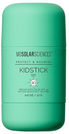 MDSolarSciences KidStick SPF 40 - Protector solar hidratante para niños con protección mineral avanzada - En roll-on para aplicar desde cualquier lugar - Vegano, sin aceites ni perfume - 17 g