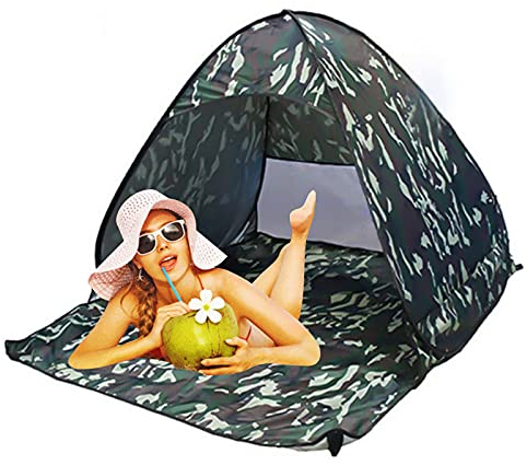 HSGAV Strandmuscheln Automatisches Aufstellzelt, Wurfzelt 2-3 Personen Leichtes Sofortzelt Anti-UV-Schutz Wasserdichtes Aufstellzelt mit Tragetasche für Strand,Picknick,Camping,Angeln,Tarnen