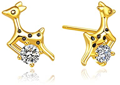 LOKILOKI S925 Weihnachten Hirsch Ohrstecker Frauen Neueste Weihnachtsthema Nette Trendy Sterling Silber Zirkonia Schmuck