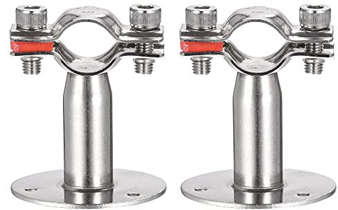 sourcing map Wall Mount Ceiling Mount Pipe Support, 304 Stainless Steel Adjustable Pipe Strap Clamp for 19-22mm Pipe 2pcs