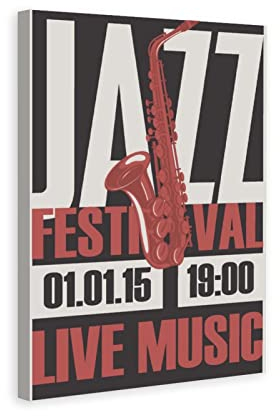 Wandkunst-Poster für Jazz Festival, Live-Musik mit Saxophon, Leinwand, Poster, Gemälde für Wohnzimmer, Schlafzimmer, Dekoration, 20 x 30 cm